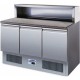 Blizzard BCC3PREPGRANITE: 3 Door Refrigerated Compact Pizza Prep Counter