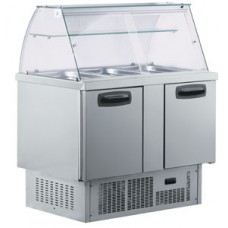 Inomak BS7300: Chilled Food Service Counter with Curved Glass Top