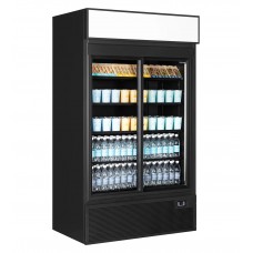 Tefcold FSC1200S Black 1.2m Wide Double Sliding Door Display Fridge