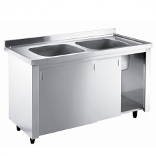 Inomak LK5192C: INOMAK Catering Sink on Cupboards - Double Centre Bowls with Side Drainers Inomak LK5192C: INOMAK Catering Sink on Cupboards - Double Centre Bowls with Side Drainers