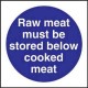 Code L834: Raw Meat Must be Stored Below Cooked Meat Sign