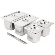 Vogue SA249: Stainless Steel Gastronorm Set - 2x 1/3 & 2 x 1/6 with Lids Vogue SA249: Stainless Steel Gastronorm Set - 2x 1/3 & 2 x 1/6 with Lids