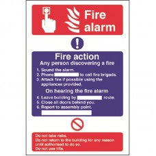 Code CC926: Fire Alarm / Fire Action Sign