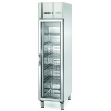Infrico AGN300CR: Ultra Slimline Stainless Steel Gastronorm Glass Door Fridge with LED Lighting - 325Ltr