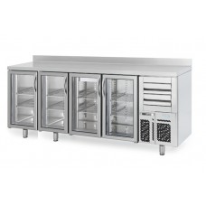 Infrico FMPP2500CR-09: 4 Glass Door Tall Back Bar Cooler Counter with LED Lighting - 695ltr