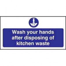 Code W191: Wash Hands After Disposing of Kitchen Waste Sign