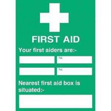 Code Y922: First Aiders Nearest First Aid Box Sign Code Y922: First Aiders Nearest First Aid Box Sign