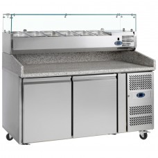 Tefcold PT1200: 2 Door Refrigerated Gastronorm Preparation Counter with Granite Worktop - 390Ltr
