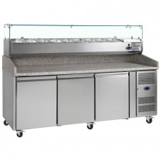 Tefcold PT1300: 3 Door Refrigerated Gastronorm Preparation Counter with Granite Worktop - 580Ltr Tefcold PT1300: 3 Door Refrigerated Gastronorm Preparation Counter with Granite Worktop - 580Ltr