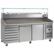 Tefcold PT1310: 2 Door Refrigerated Gastronorm Preparation Counter with Granite Worktop & Dough Drawers - 390Ltr Tefcold PT1310: 2 Door Refrigerated Gastronorm Preparation Counter with Granite Worktop & Dough Drawers - 390Ltr