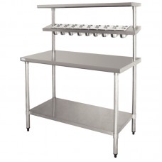 Vogue CB908: 1200mm Wide Chefs Prep Station with table and multishelf unit - 600mm Deep
