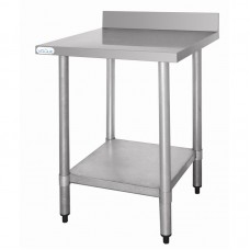 Vogue T379: 0.6m Chefs Steel Wall Table with Upstand