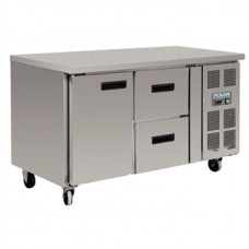 Polar GD873: 1 door plus 2 drawers refrigerated preparation counter with side mounted condenser. With extended 2 year full onsite warranty Polar GD873: 1 door plus 2 drawers refrigerated preparation counter with side mounted condenser. With extended 2 year full onsite warranty