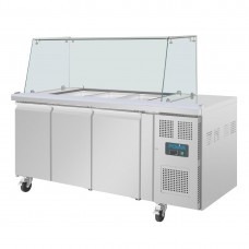 Polar UA018 GN Saladette Counter with Square Sneeze Guard 3 Door Polar UA018 GN Saladette Counter with Square Sneeze Guard 3 Door